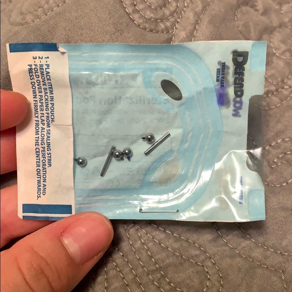 Silver round end nipple rings 16 gauge